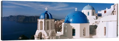 High Angle View of A ChurchChurch of Anastasis, Fira, Santorini, Greece Canvas Art Print - Country Scenic Photography
