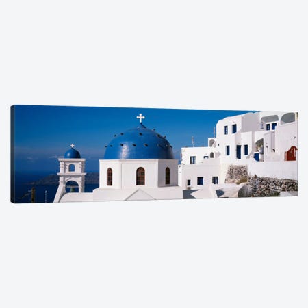 GreeceSantorini, Fira, Church of Anastasis, Blue dome on a Church Canvas Print #PIM2169} by Panoramic Images Canvas Wall Art