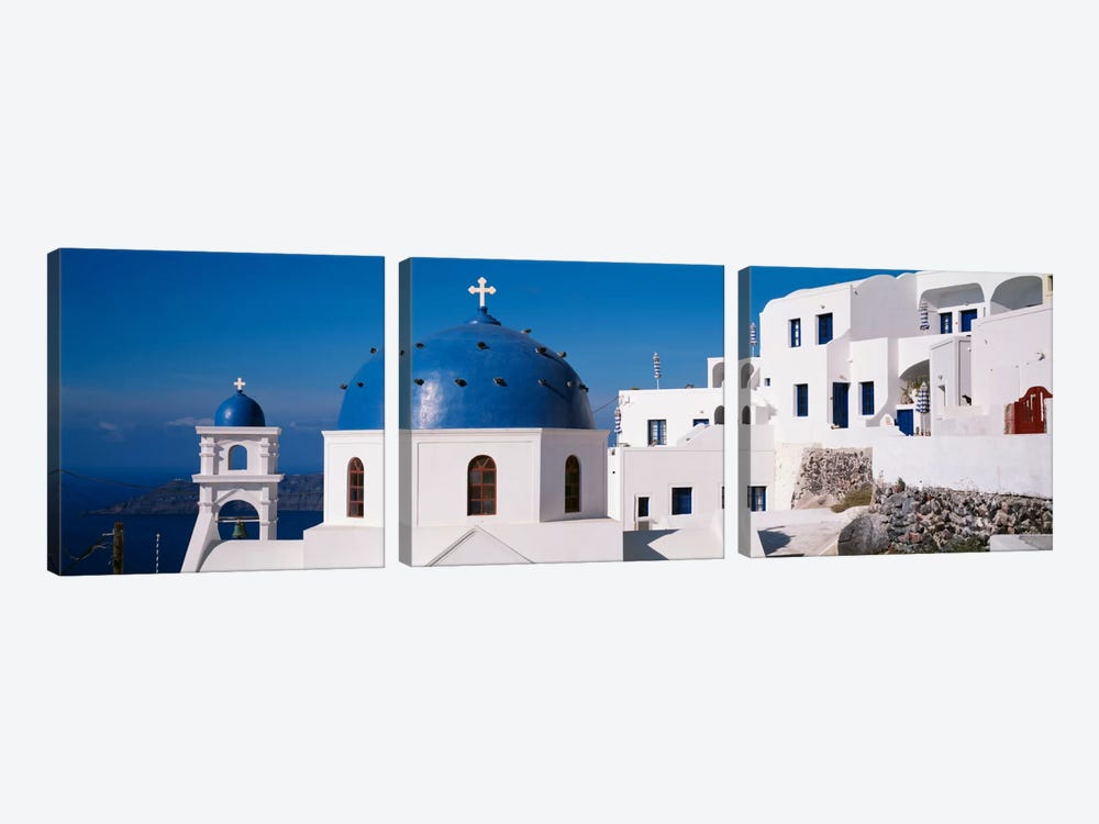GreeceSantorini, Fira, Church of Anastasis, Blue dome on a Church by Panoramic Images 3-piece Canvas Art
