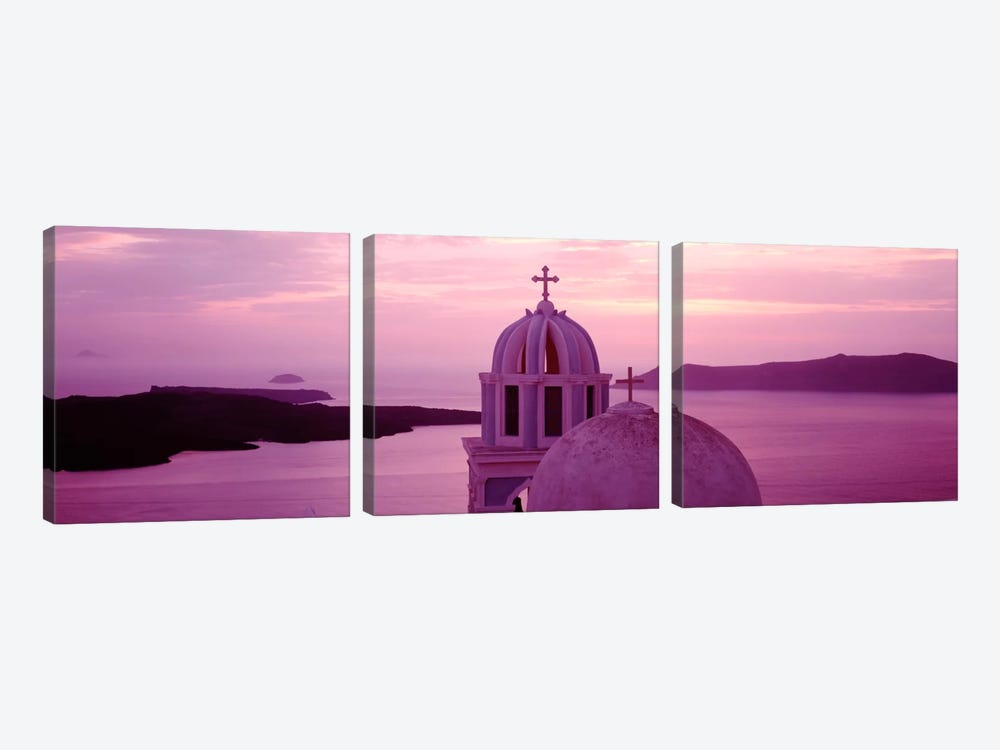 Silhouette of A ChurchSantorini Church, Greece by Panoramic Images 3-piece Canvas Wall Art