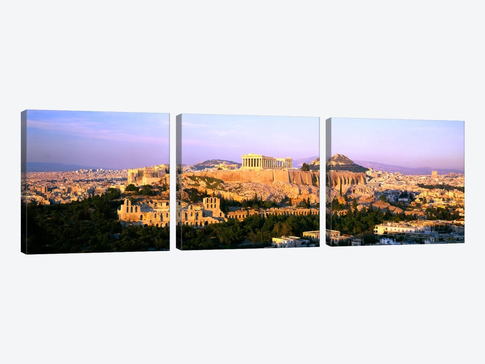 Aerial View Featuring The Acropolis Of Athens, Greece 3-piece Canvas Art
