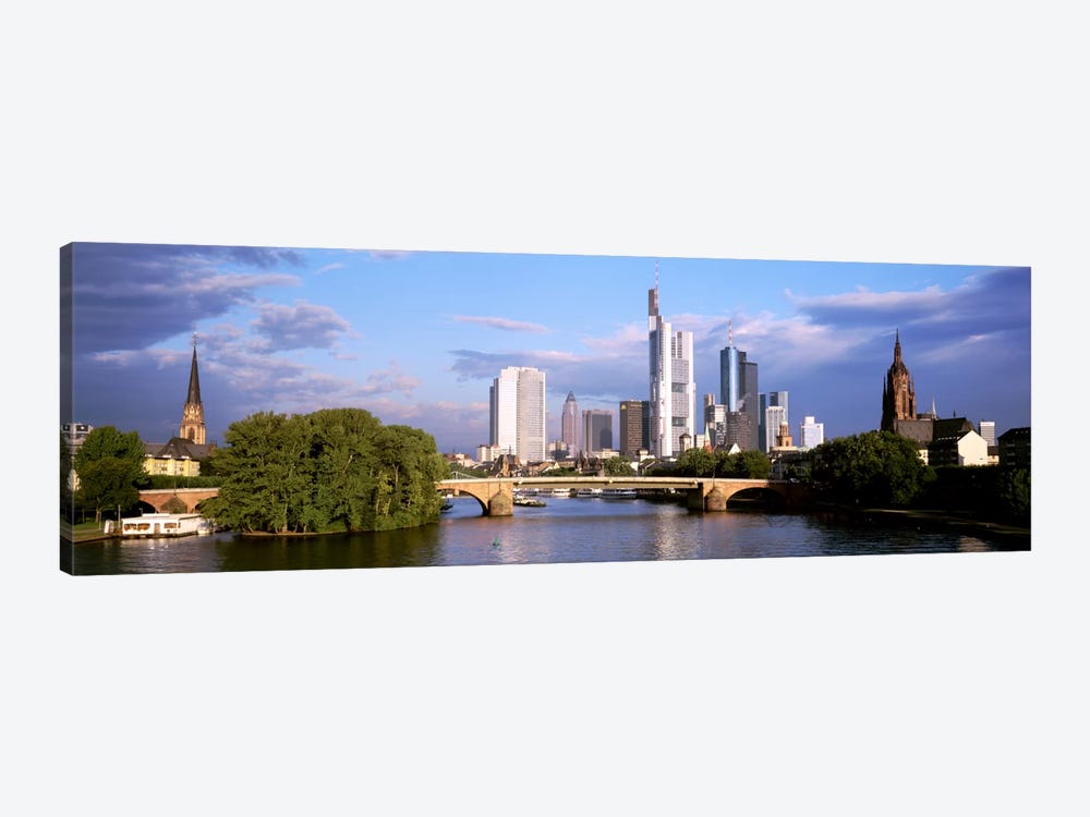 Skyline As Seen From The Main River, Frankfurt, Hesse, Germany by Panoramic Images 1-piece Canvas Art