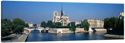 Cathedral along a river, Notre Dame Cathedral, Seine River, Paris, France Canvas Art Print - Paris Photography