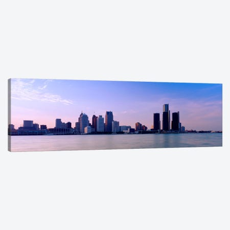 Buildings along waterfront, Detroit, Michigan, USA Canvas Print #PIM2189} by Panoramic Images Canvas Artwork