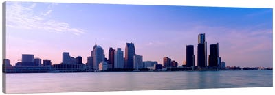 Buildings along waterfront, Detroit, Michigan, USA Canvas Art Print - Detroit Skylines