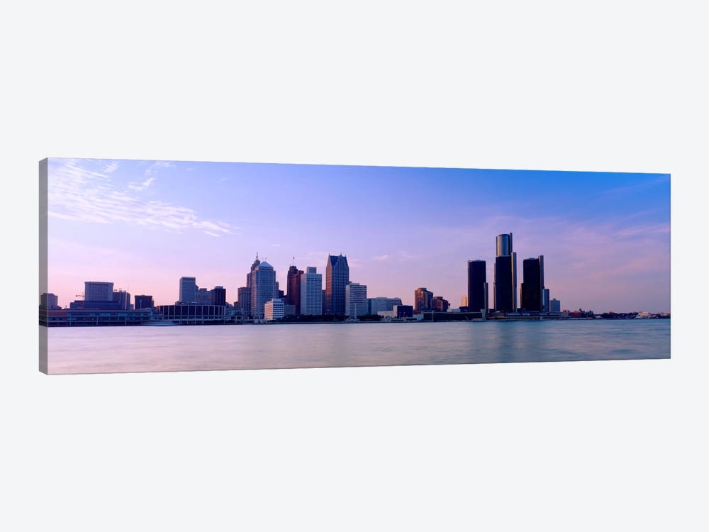 Buildings along waterfront, Detroit, Michigan, USA by Panoramic Images 1-piece Canvas Wall Art