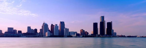 Michigan: Buildings along waterfront, Detroit, Michigan, USA by Panoramic Images