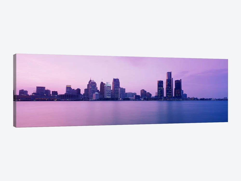Skyscrapers at the waterfront, Detroit, Michigan, USA by Panoramic Images 1-piece Canvas Artwork