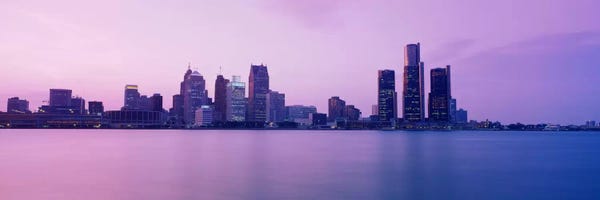 Michigan: Skyscrapers at the waterfront, Detroit, Michigan, USA by Panoramic Images
