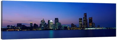 Buildings at the waterfront, Detroit, Michigan, USA #2 Canvas Art Print - Detroit Skylines