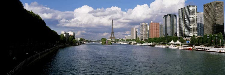 Distant View Of The Eiffel From The Seine River, Paris, France