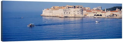 Two boats in the sea, Dubrovnik, Croatia Canvas Art Print - Castle & Palace Art