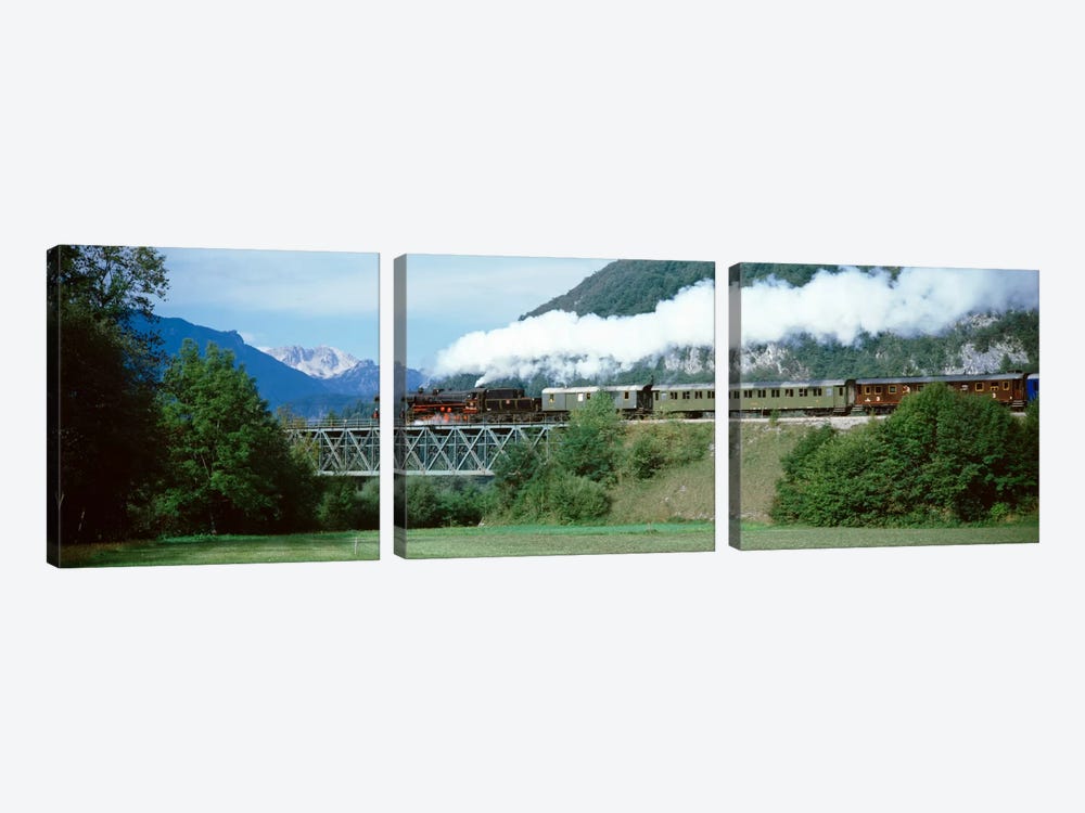 Steam Locomotive Travelling Along The Bohinj Railway, Bohinjska Bistrica, Upper Carniola, Slovenia by Panoramic Images 3-piece Canvas Artwork