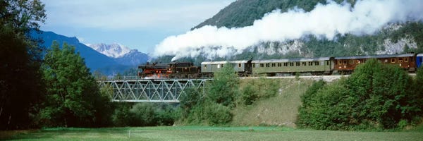 Trains: Steam Locomotive Travelling Along The Bohinj Railway, Bohinjska Bistrica, Upper Carniola, Slovenia by Panoramic Images