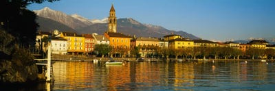 Town At The Waterfront, Ascona, Ticino, Switzerland by Panoramic Images multi panel art