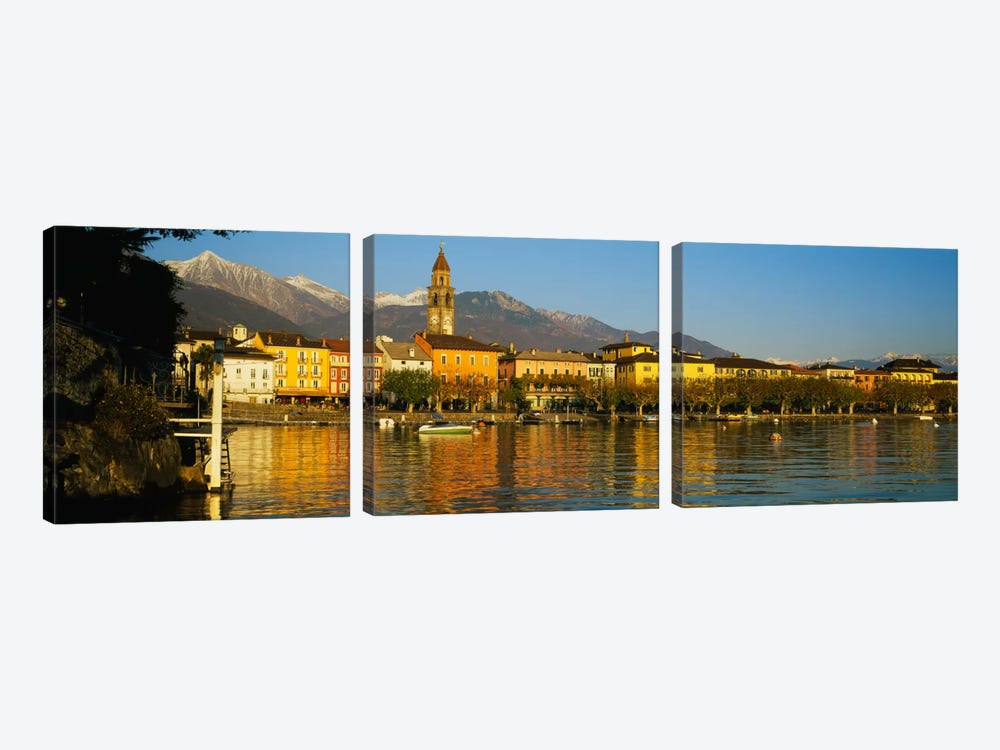 Town At The Waterfront, Ascona, Ticino, Switzerland by Panoramic Images 3-piece Canvas Wall Art