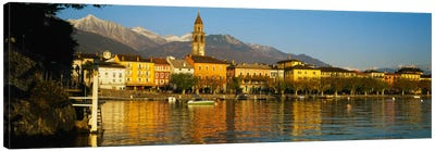 Town At The Waterfront, Ascona, Ticino, Switzerland Canvas Art Print - Switzerland Art