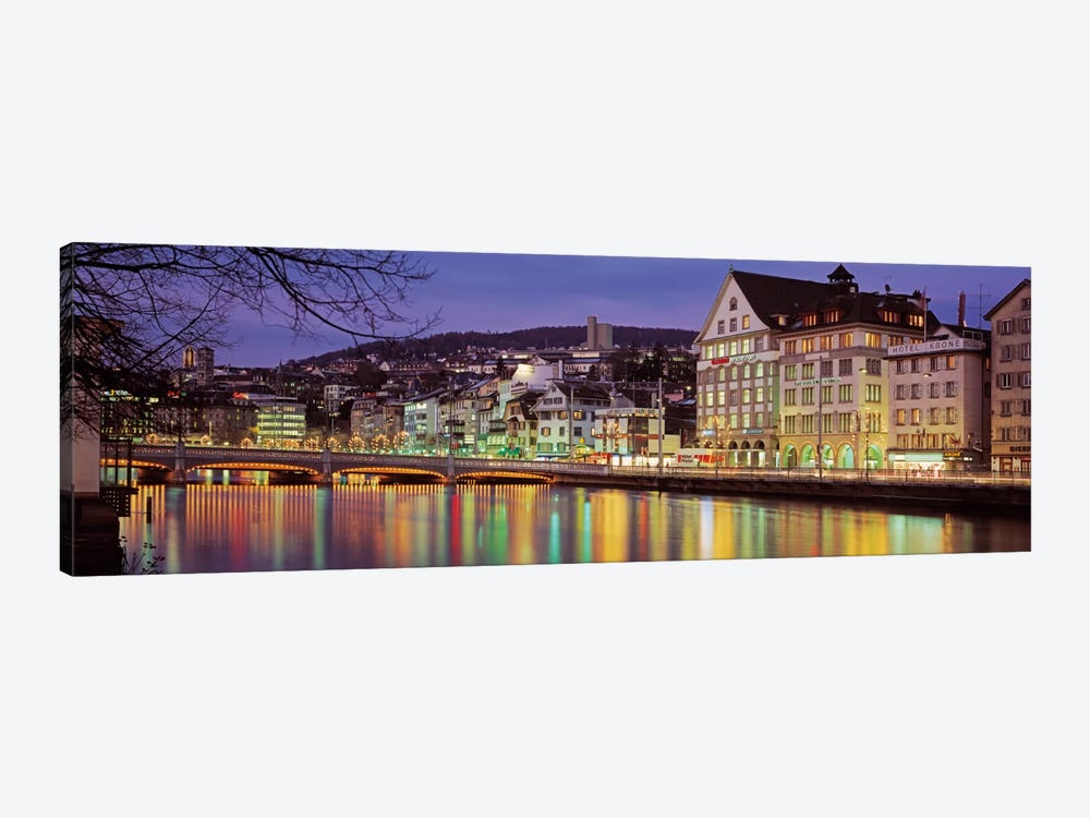 Riverfront Architecture, Zurich, Switzerland by Panoramic Images 1-piece Canvas Artwork