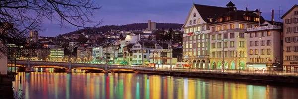 Zurich: Riverfront Architecture, Zurich, Switzerland by Panoramic Images