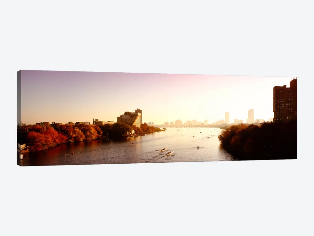 Boats in the river with cityscape in the background, Head of the Charles Regatta, Charles River, Boston, Massachusetts, USA by Panoramic Images 1-piece Canvas Art Print
