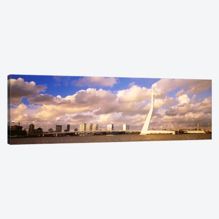 Cloudy Day Over The Erasmus Bridge, Rotterdam, South Holland, Netherlands Canvas Print #PIM2232} by Panoramic Images Canvas Artwork