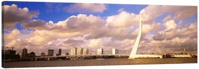 Cloudy Day Over The Erasmus Bridge, Rotterdam, South Holland, Netherlands Canvas Art Print