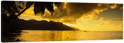 Golden Dusk Over Cook's Bay, Mo'orea, Windward Islands, Society Islands, French Polynesia Canvas Art Print - French Polynesia Art