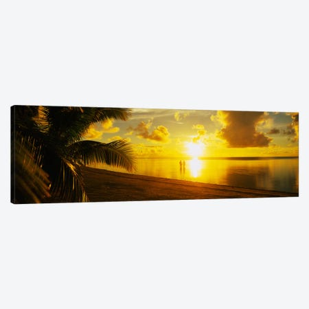 Couple At Sunset, Aitutaki, Cook Islands Canvas Print #PIM2235} by Panoramic Images Canvas Art Print