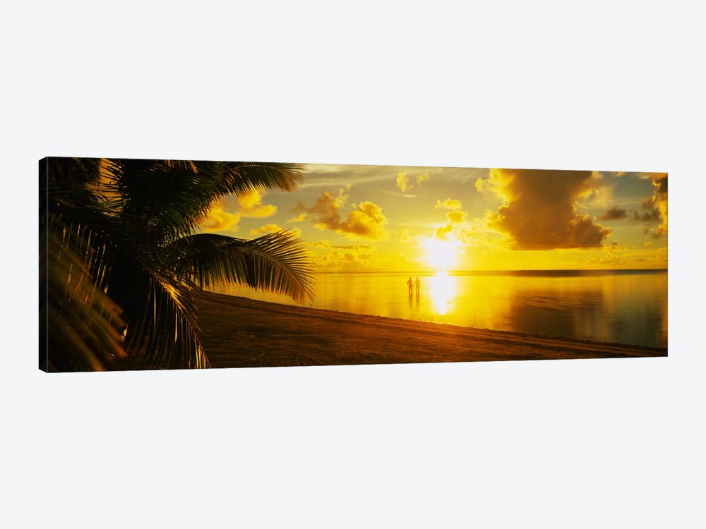 Couple At Sunset, Aitutaki, Cook Islands by Panoramic Images 1-piece Canvas Print