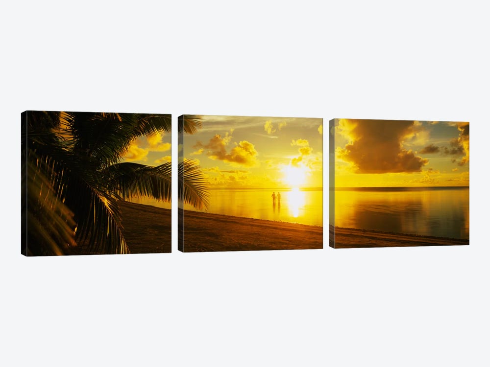 Couple At Sunset, Aitutaki, Cook Islands by Panoramic Images 3-piece Art Print