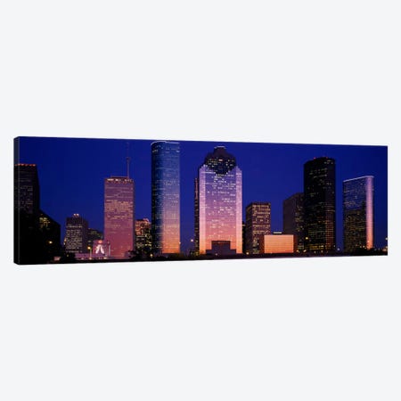 Skyscrapers lit up at night, Houston, Texas, USA Canvas Print #PIM2238} by Panoramic Images Canvas Art
