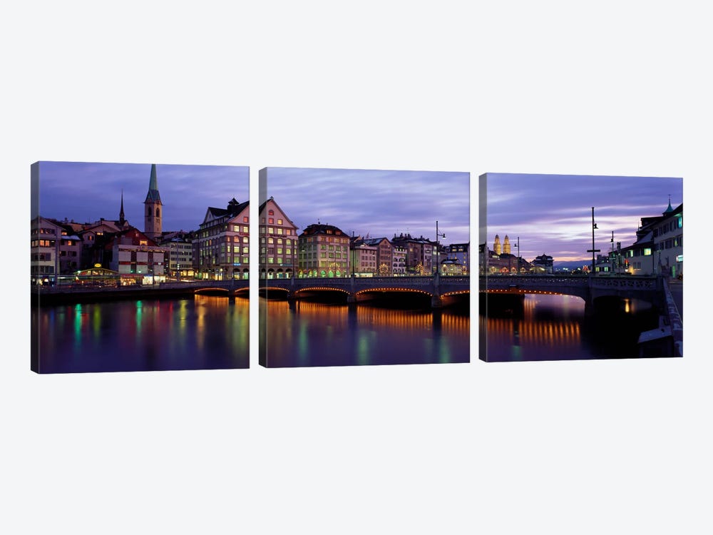 River Limmat Zurich Switzerland by Panoramic Images 3-piece Canvas Wall Art