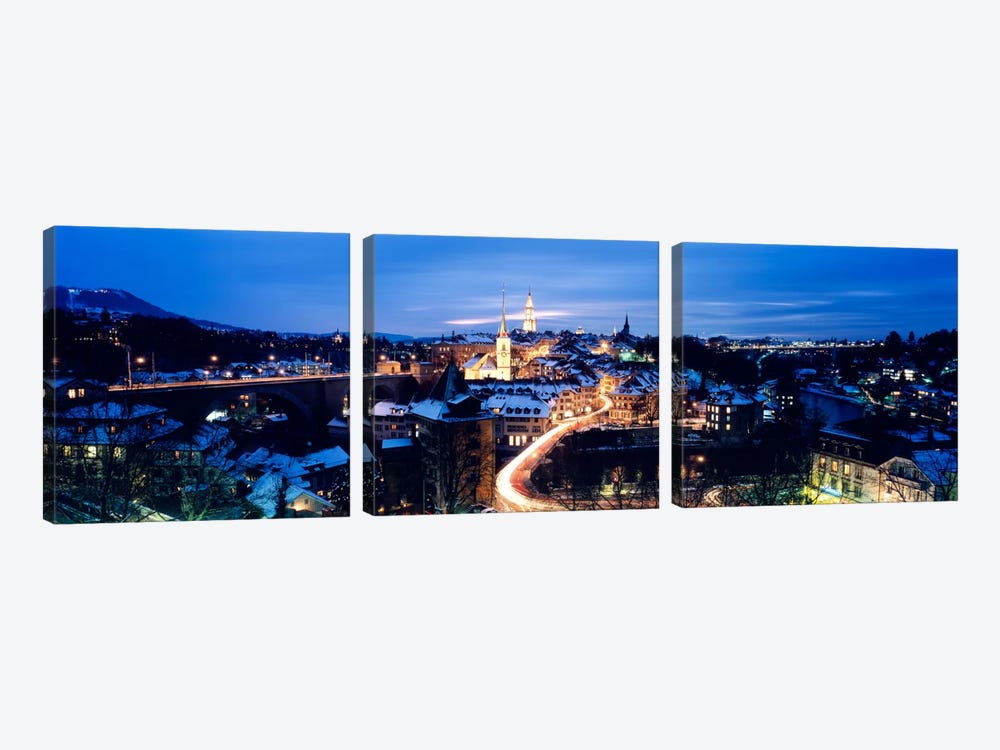 Night Bern Switzerland by Panoramic Images 3-piece Canvas Art Print