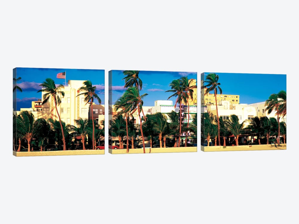 Ocean Drive South Beach Miami Beach FL USA by Panoramic Images 3-piece Canvas Artwork
