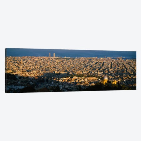 Aerial View, Barcelona, Spain Canvas Print #PIM2250} by Panoramic Images Canvas Wall Art
