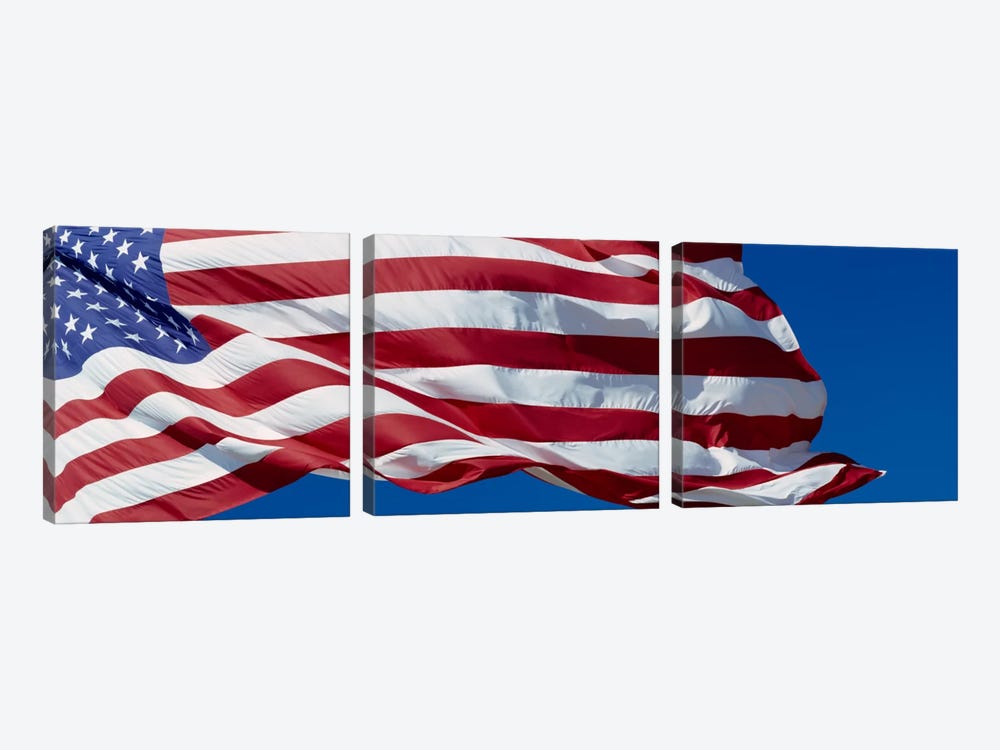 Fluttering American Flag In Zoom by Panoramic Images 3-piece Canvas Wall Art