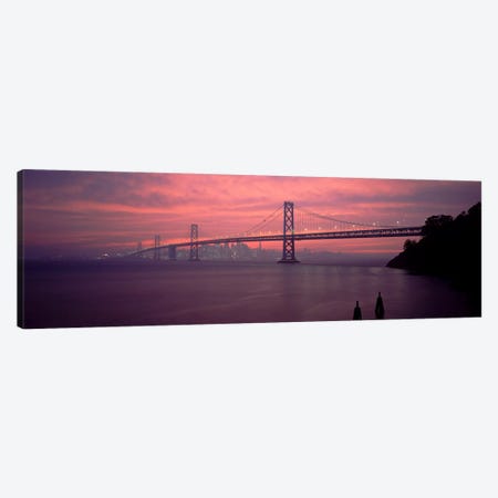 Bridge across a sea, Bay Bridge, San Francisco, California, USA Canvas Print #PIM2266} by Panoramic Images Canvas Wall Art