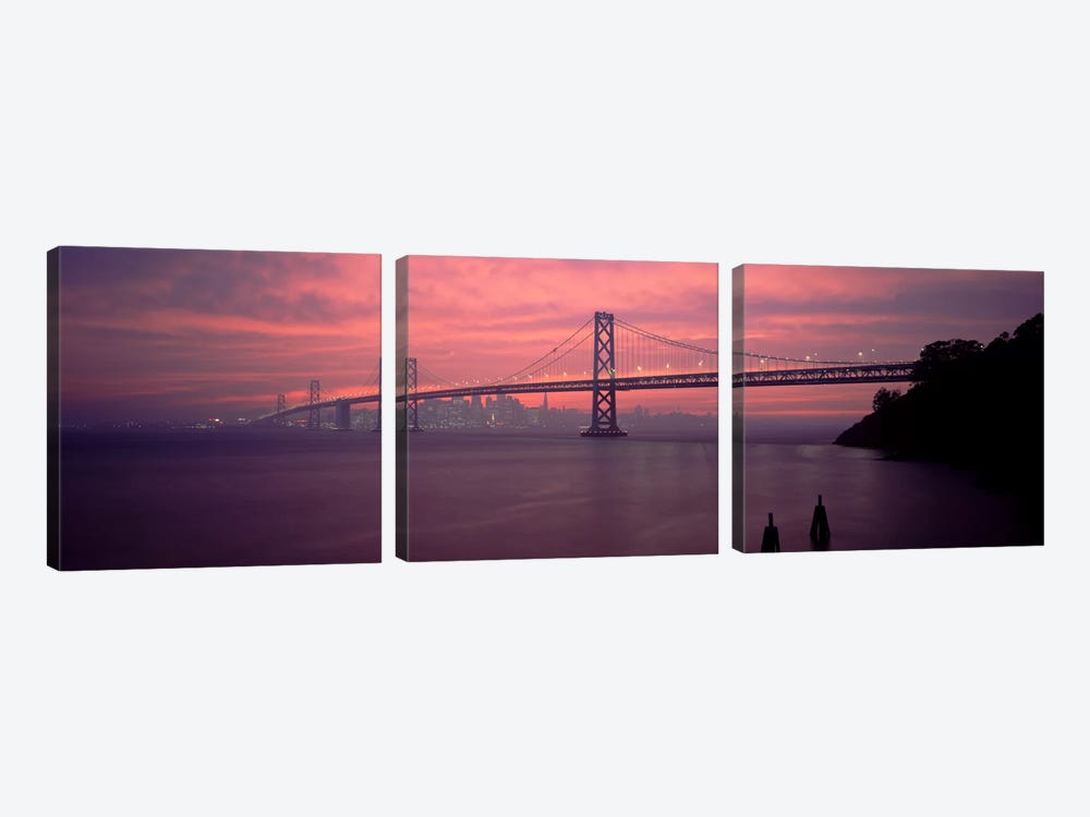 Bridge across a sea, Bay Bridge, San Francisco, California, USA by Panoramic Images 3-piece Art Print