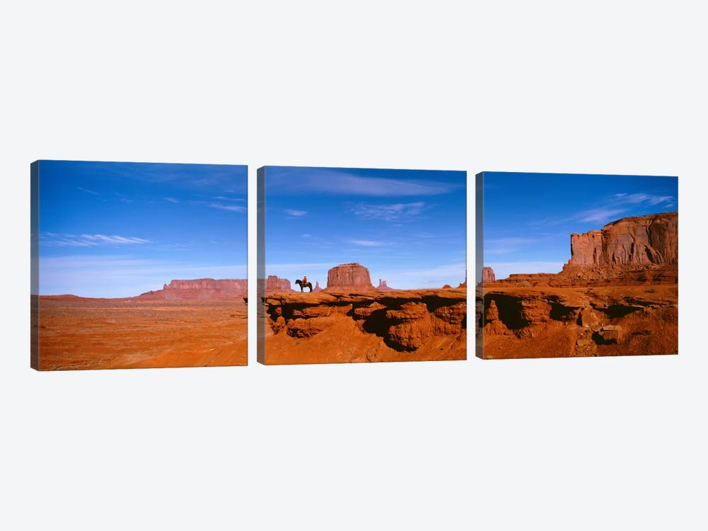 Lone Rider On A Cliff, Monument Valley, Arizona, USA by Panoramic Images 3-piece Art Print