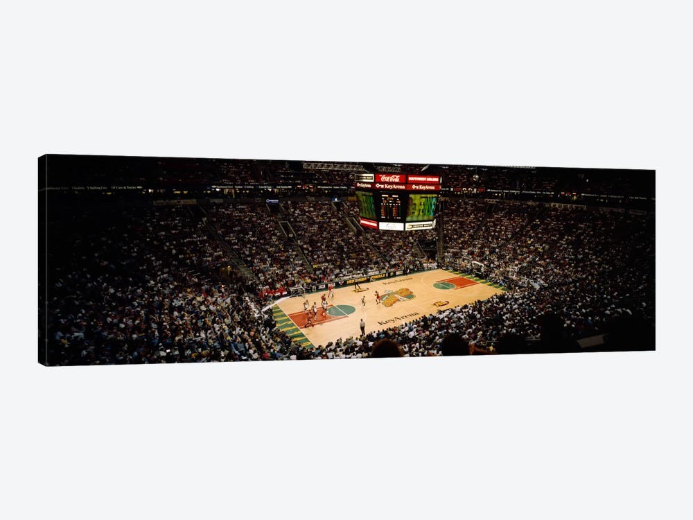Spectators watching a basketball match, Key Arena, Seattle, King County, Washington State, USA by Panoramic Images 1-piece Canvas Artwork