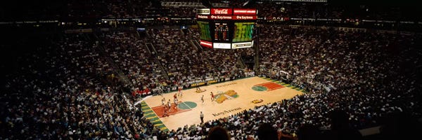 Basketball: Spectators watching a basketball match, Key Arena, Seattle, King County, Washington State, USA by Panoramic Images