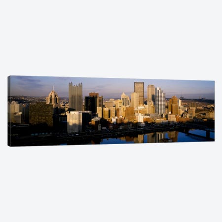 Reflection of buildings in a river, Monongahela River, Pittsburgh, Pennsylvania, USA Canvas Print #PIM226} by Panoramic Images Art Print