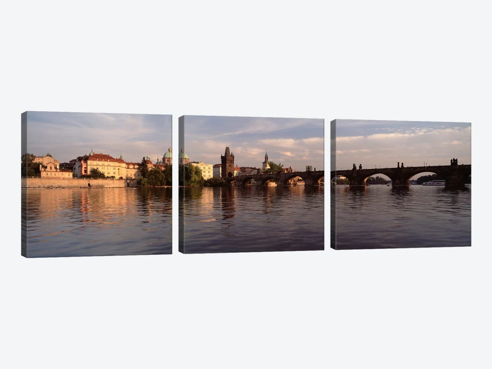 Charles Bridge Vltava River Prague Czech Republic by Panoramic Images 3-piece Canvas Art Print