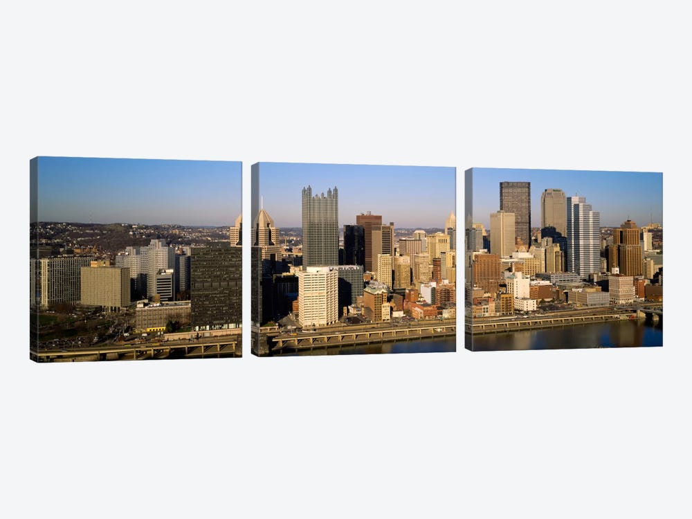High angle view of buildings in a city, Pittsburgh, Pennsylvania, USA by Panoramic Images 3-piece Canvas Wall Art