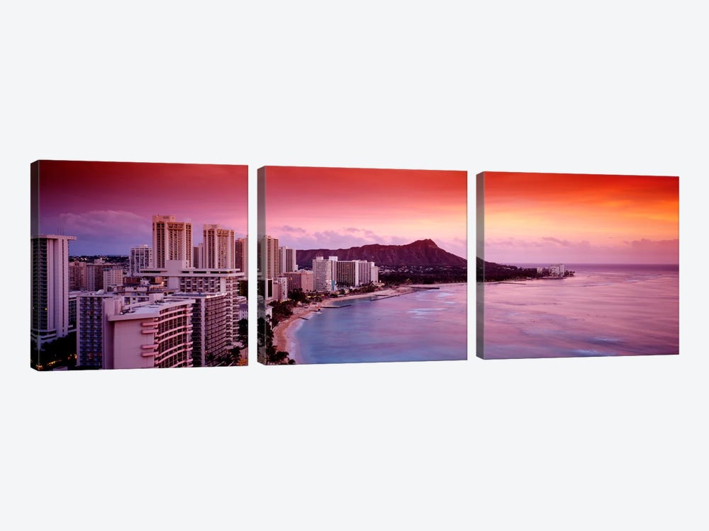 Sunset Honolulu Oahu HI USA by Panoramic Images 3-piece Canvas Wall Art