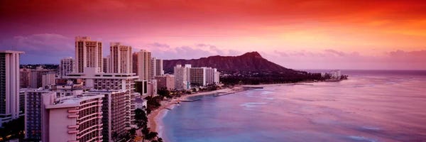 Hawaii: Sunset Honolulu Oahu HI USA by Panoramic Images