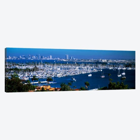 Boats moored at a harbor, San Diego, California, USA Canvas Print #PIM2285} by Panoramic Images Canvas Art