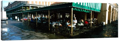 Tourists at a coffee shop, Cafe Du Monde, Decatur Street, French Quarter, New Orleans, Louisiana, USA Canvas Art Print - Restaurant & Diner Art