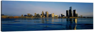 Buildings at the waterfront, Detroit, Michigan, USA #3 Canvas Art Print - Michigan Art