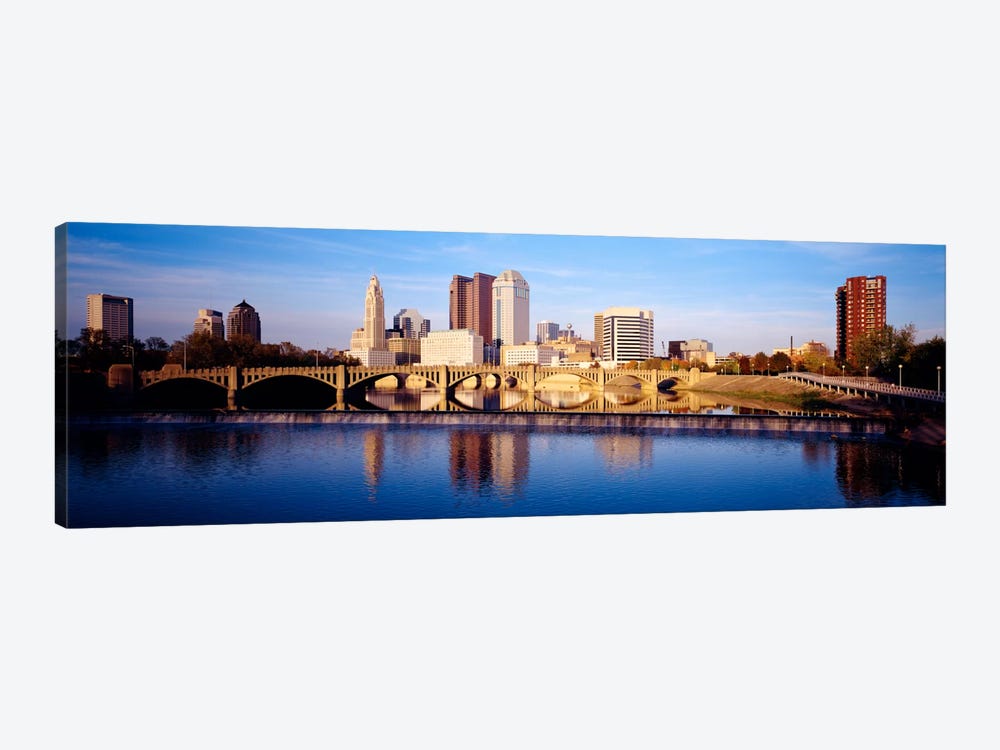 Bridge across a river, Scioto River, Columbus, Ohio, USA by Panoramic Images 1-piece Canvas Wall Art